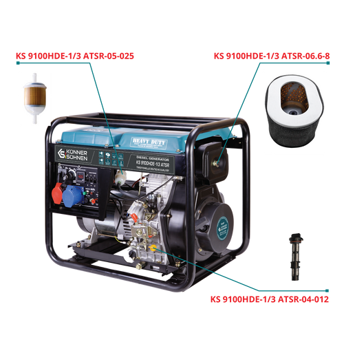 Zestaw filtrów do generatorów Diesla: Filtr oleju, Filtr powietrza, Filtr benzynowy