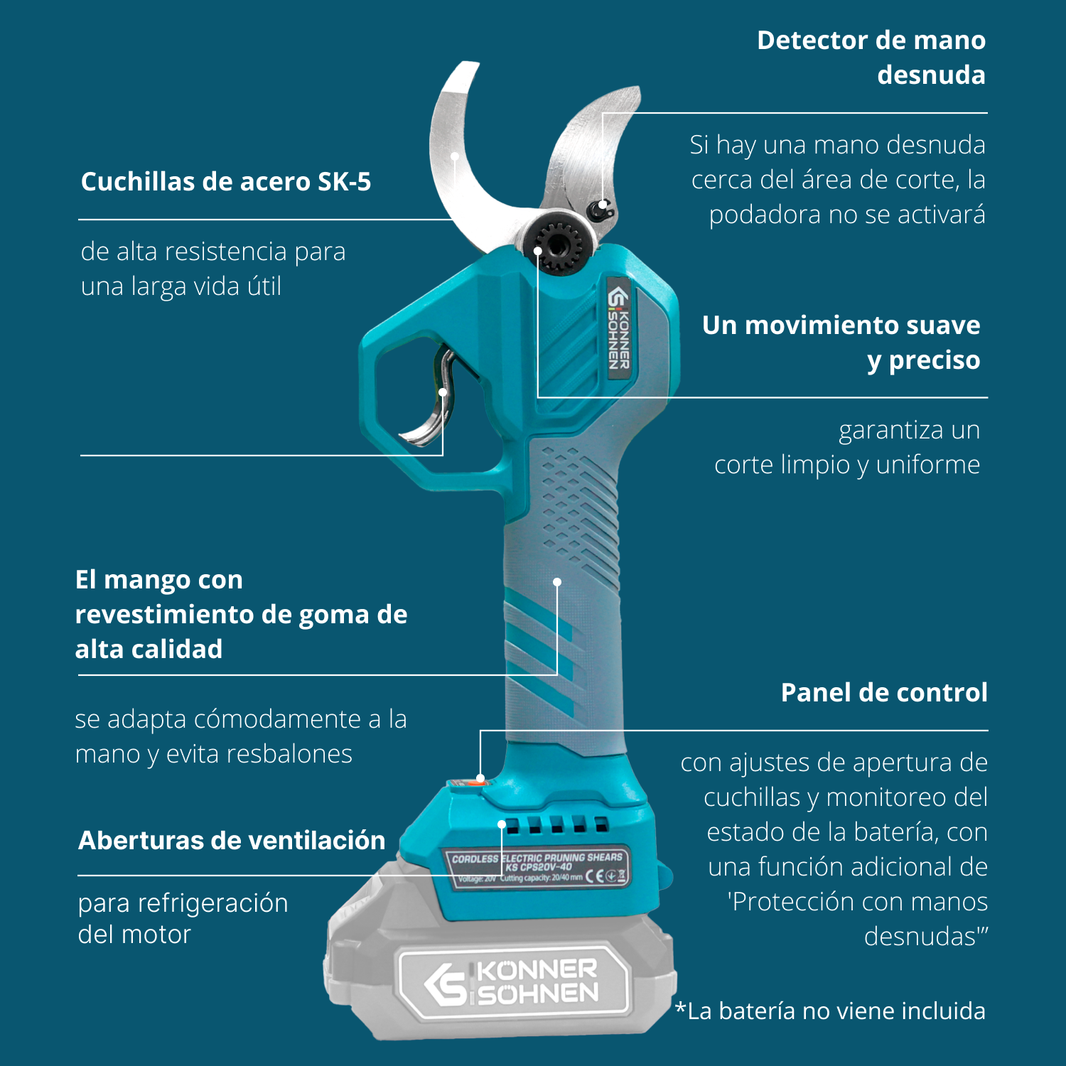 Tijera de podar a batería KS CPS20V-40