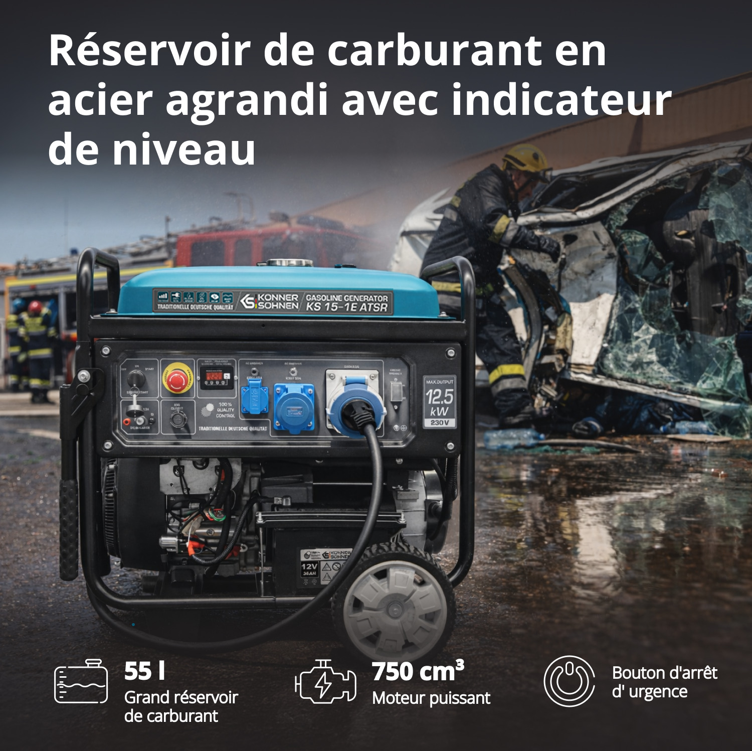 Groupe électrogène à essence "Könner & Söhnen" KS 15-1E ATSR