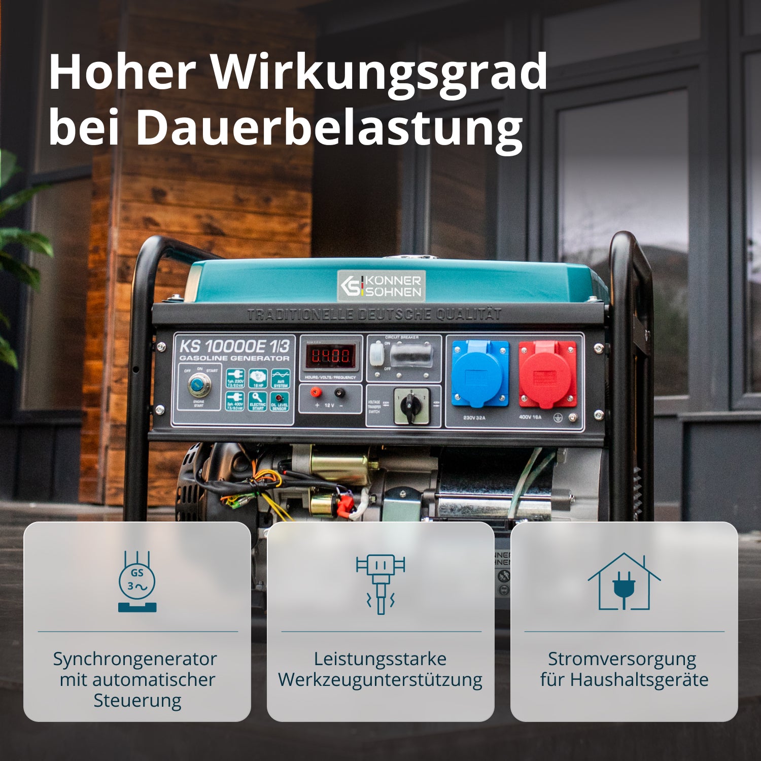 Bensiinikäyttöinen generaattori 'Könner & Söhnen' KS 10000E 1/3