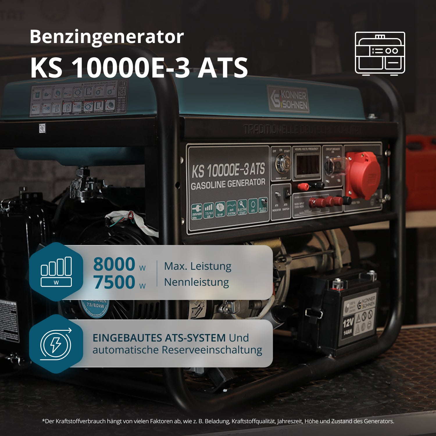 Benzingenerátor „Könner & Söhnen” KS 10000E-3 ATS