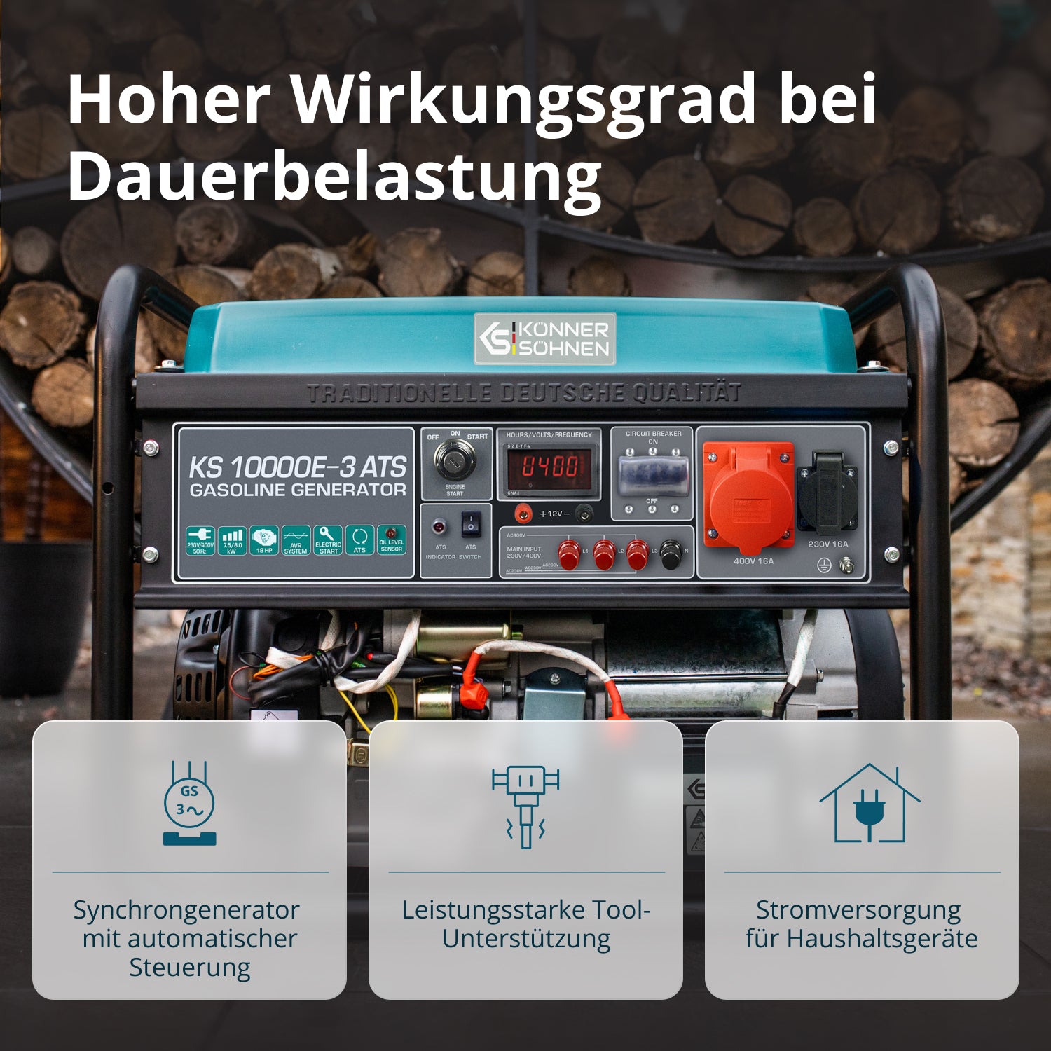 Benzingenerátor „Könner & Söhnen” KS 10000E-3 ATS