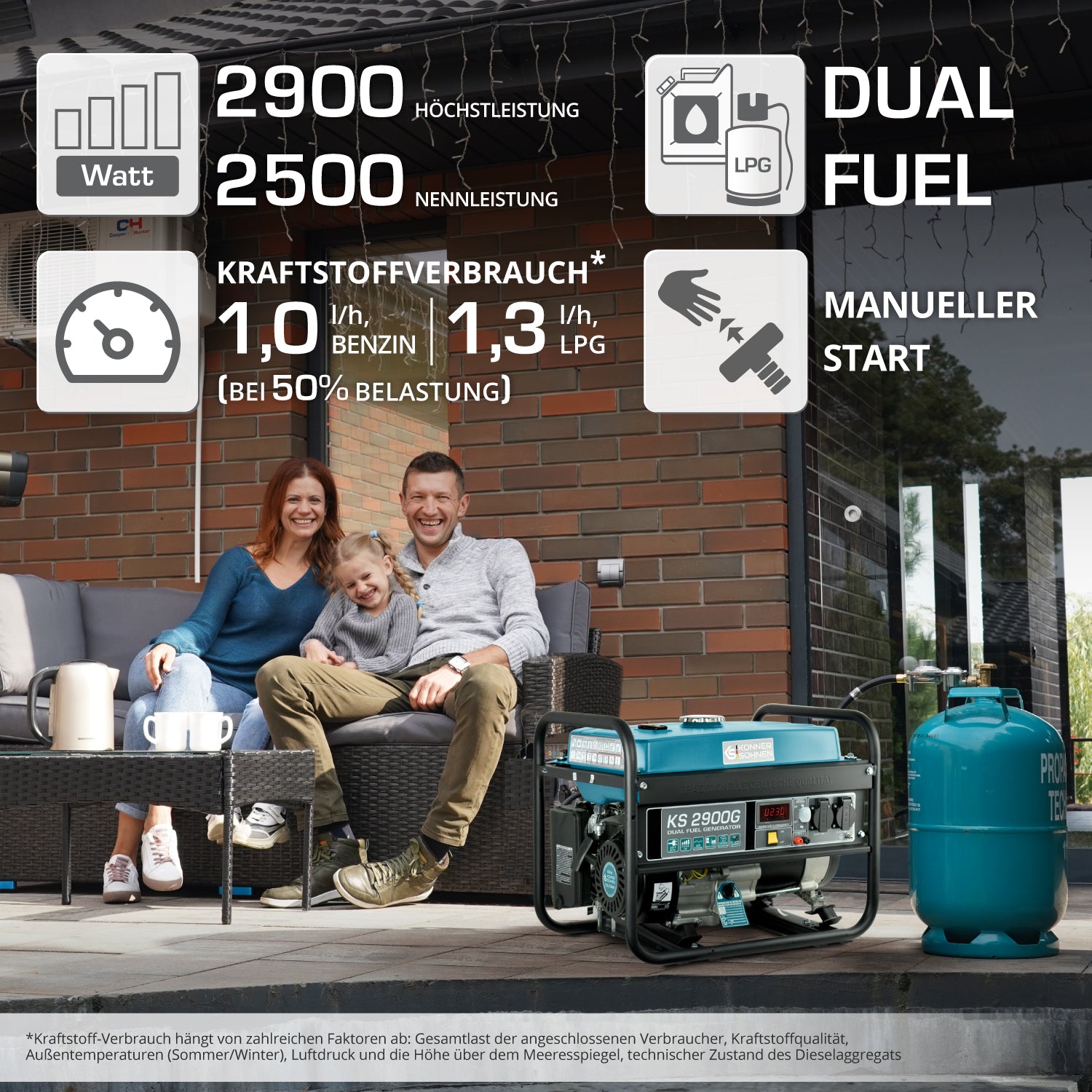 LPG/benzin generator "Könner & Söhnen" KS 2900G