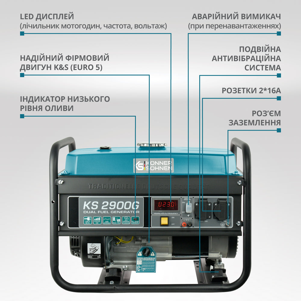 Генератор LPG/Бензин «Könner & Söhnen» KS 2900G