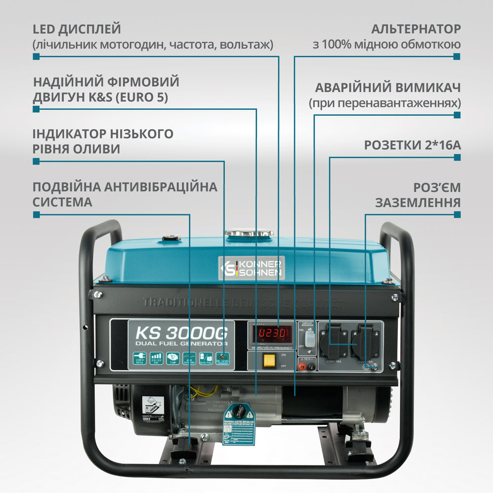 Генератор LPG/Бензин «Könner & Söhnen» KS 3000G