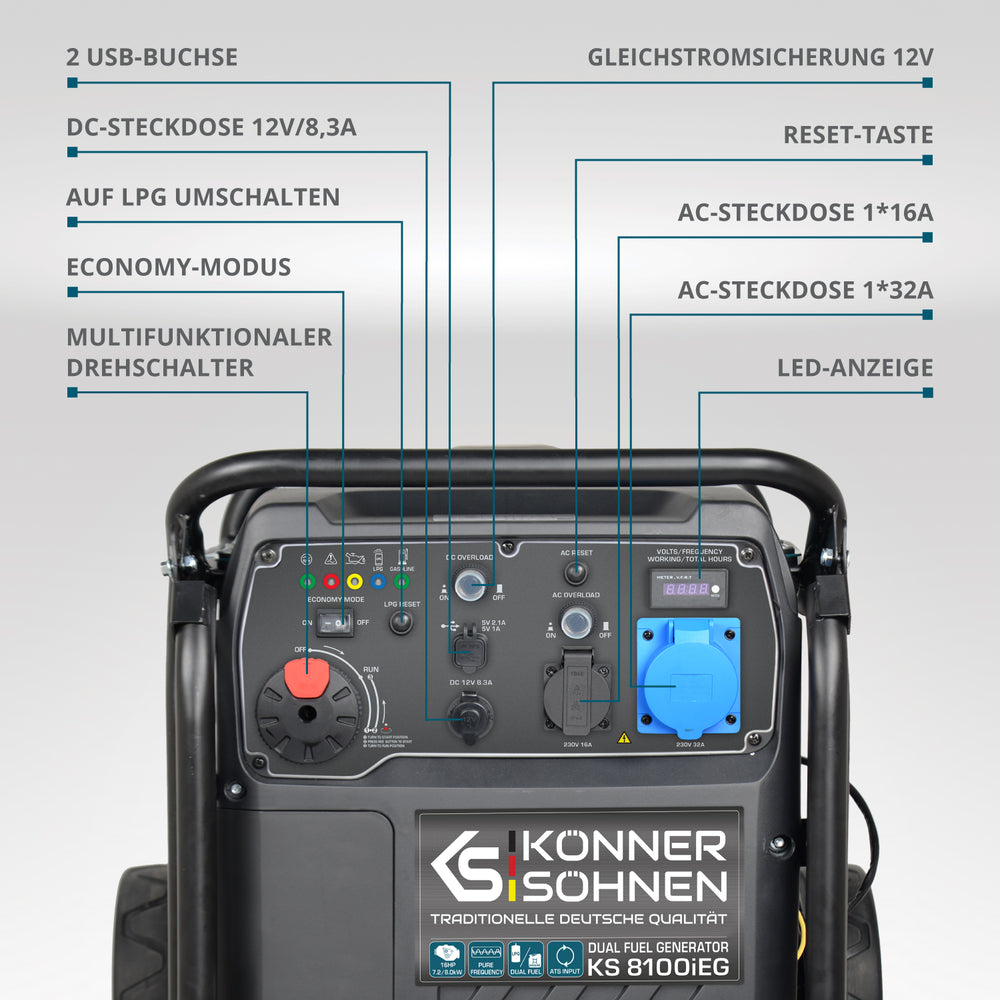 LPG/benzinski invertorski generator KS 8100iEG