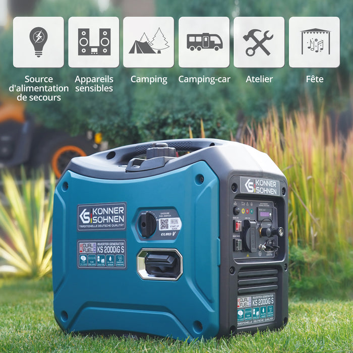 Groupe électrogène à essence-gaz de type inverter KS 2000iG S