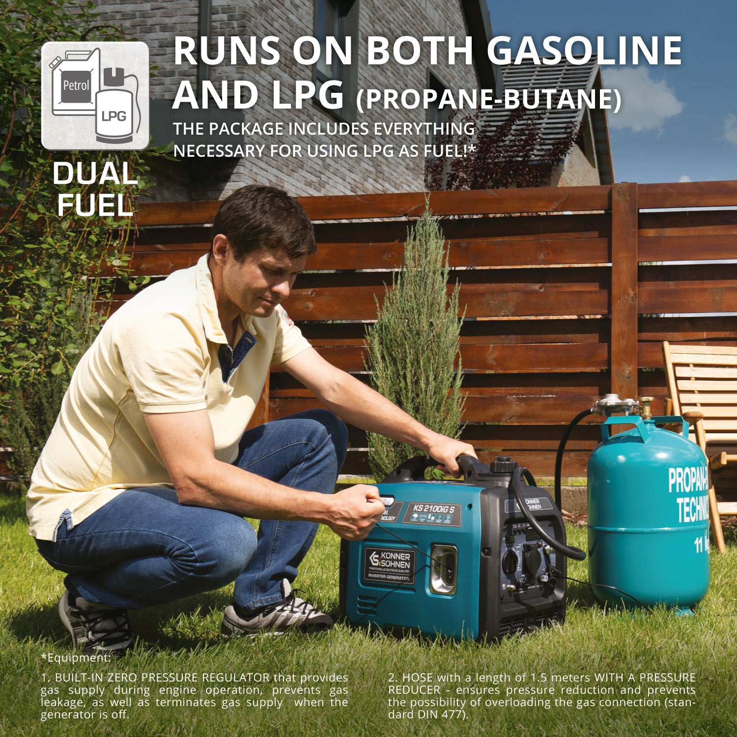 Generator cu inverter pe GPL/benzină KS 2100iG S