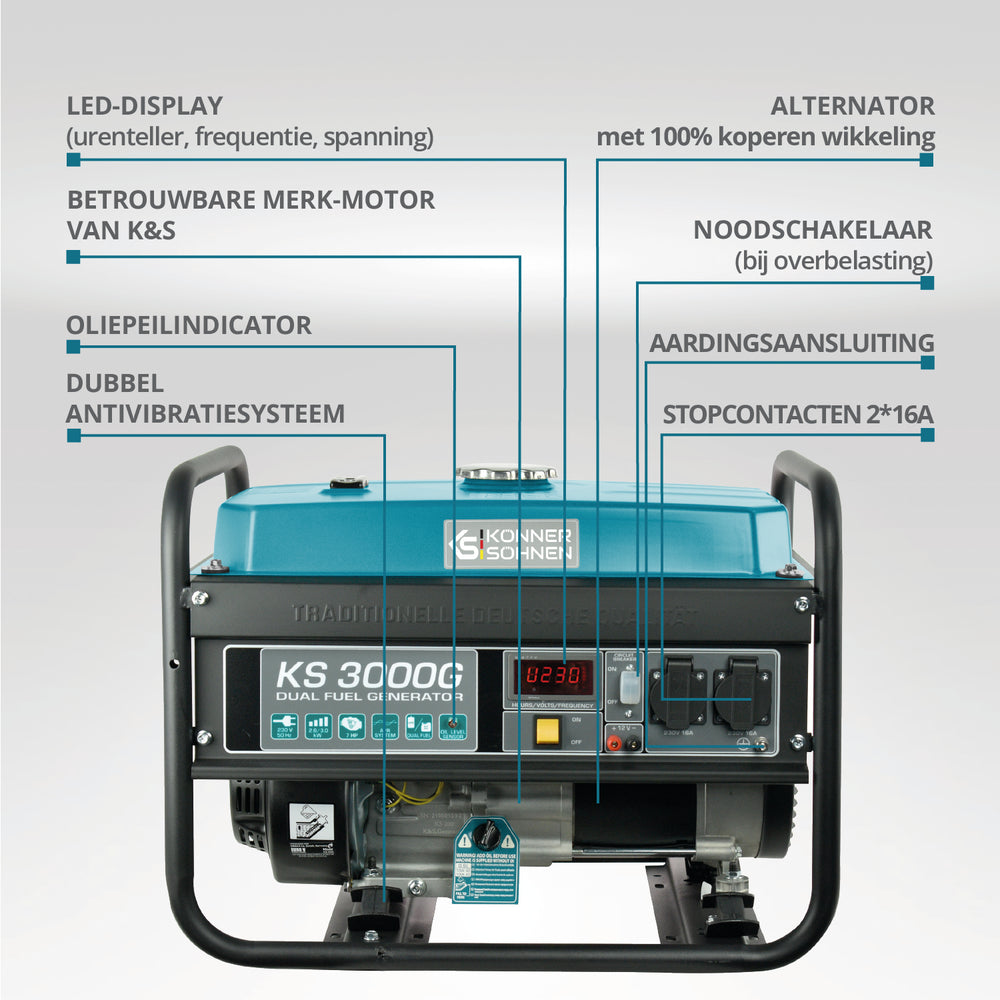 LPG/benzinegenerator "Könner & Söhnen" KS 3000G