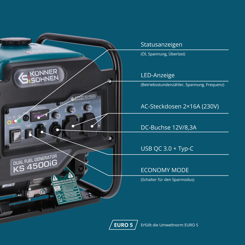 Dvostruki gorivni inverter generator KS 4500iG
