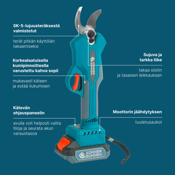 Johdottomat sähköiset oksasakset KS CPS20V-32 CASE PLUS