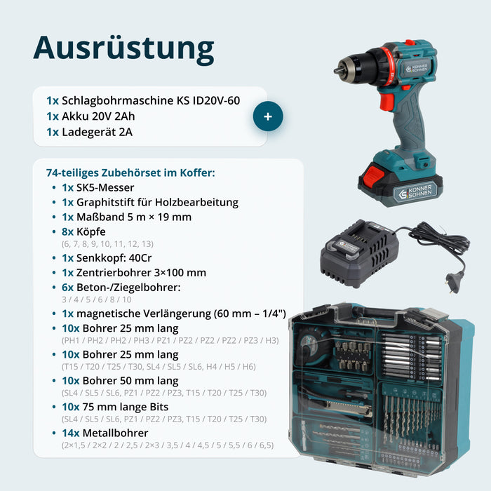 Vezeték nélküli Mester Készlet KS ID20V-60 KIT 74