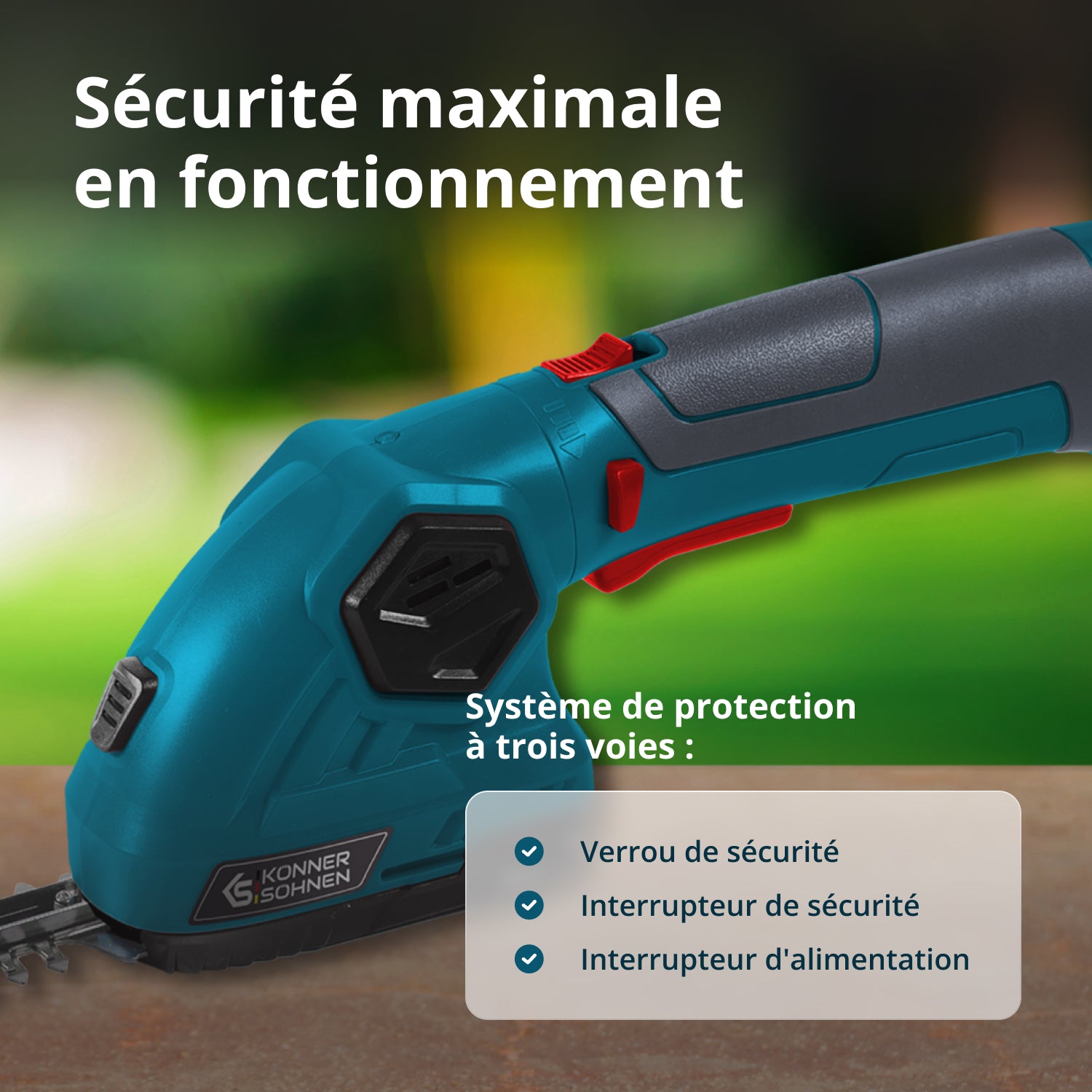 Taille-haie et cisaille à gazon 2 en 1 sans fil avec manche télescopique KS SHT-8V + Extension Pole