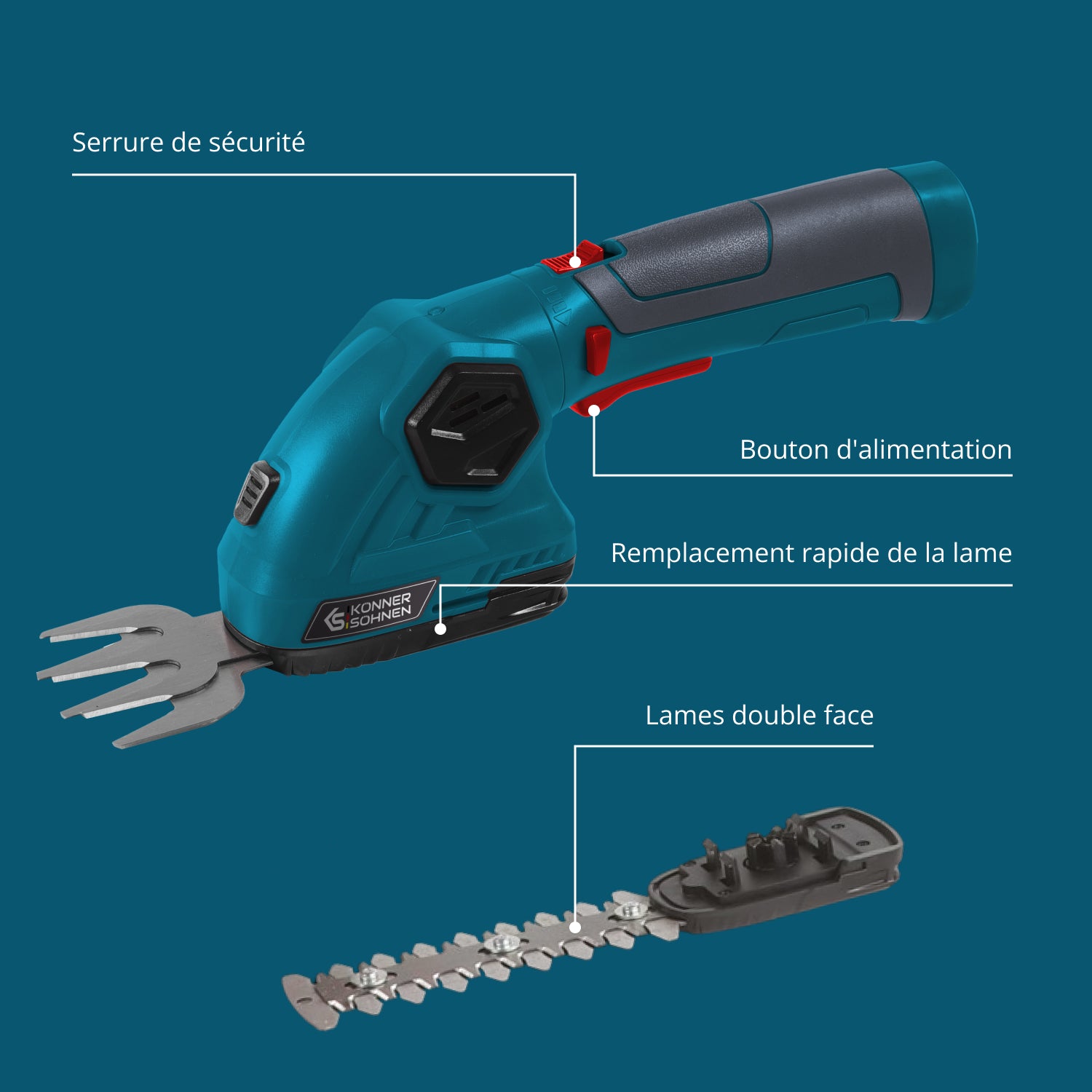 Taille-haie et cisaille à gazon 2 en 1 sans fil avec manche télescopique KS SHT-8V + Extension Pole