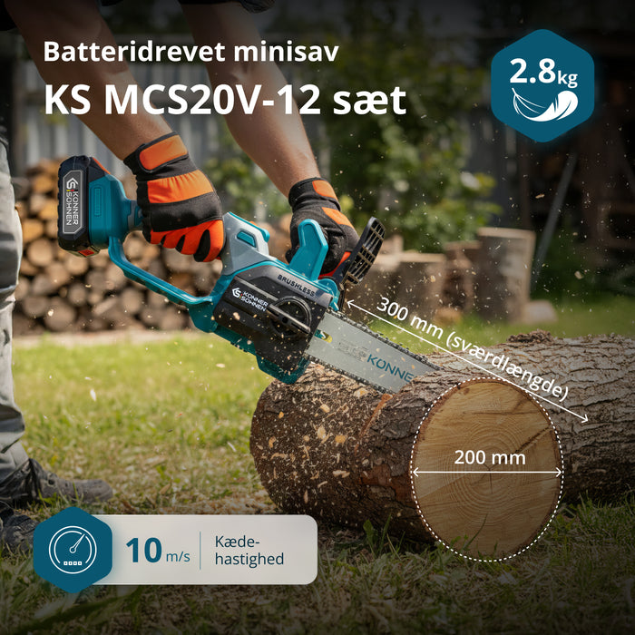 Ledningsfri Mini Kædesav KS MCS20V-12 SÆT