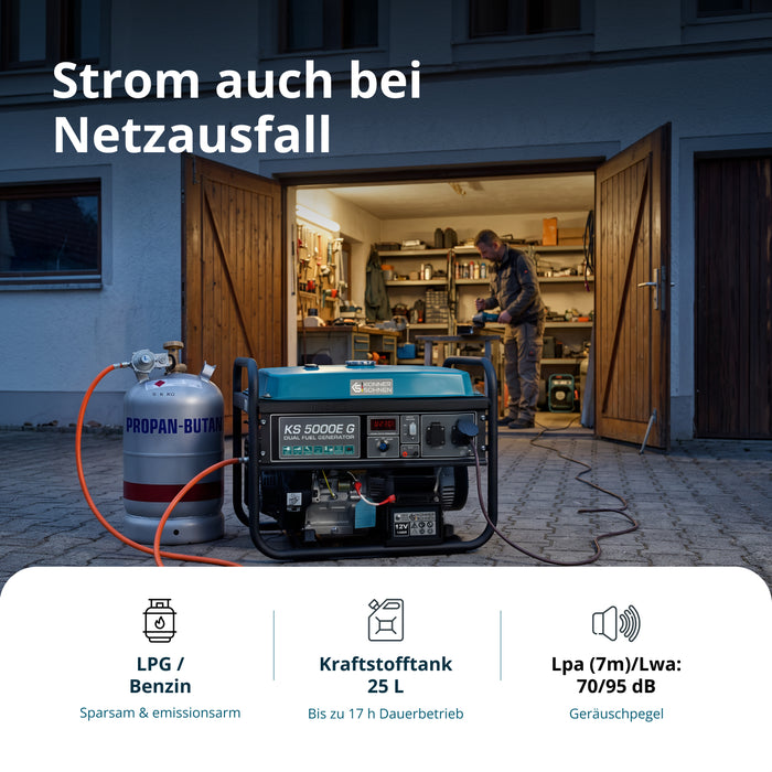 LPG/benzínový generátor „Könner & Söhnen“ KS 5000E G
