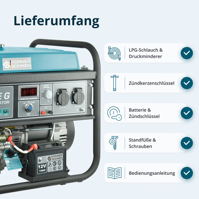 LPG/benzínový generátor „Könner & Söhnen“ KS 5000E G