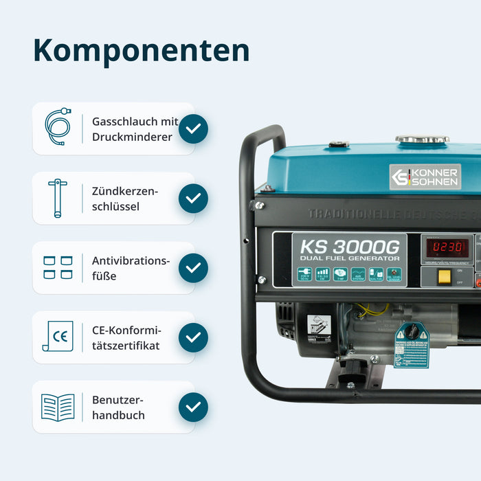 LPG/Бензинов генератор „Könner & Söhnen“ KS 3000G