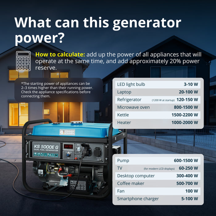 LPG/Gasoline Generator "Könner & Söhnen" KS 5000E G