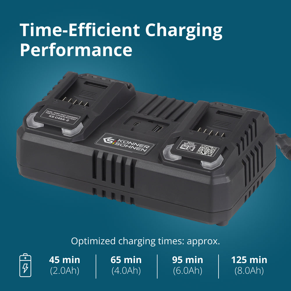 Dvojitá nabíječka pro dobíjecí baterie 20V KS C45A-2