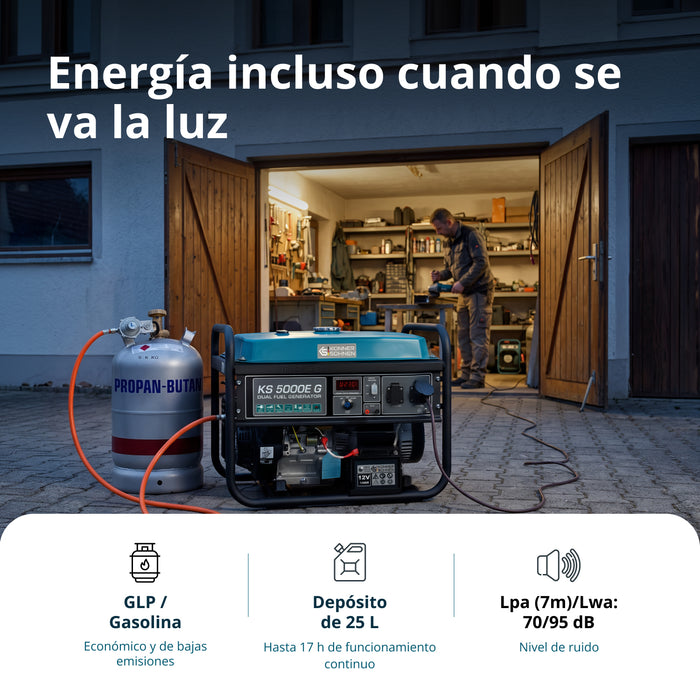 Generador híbrido de gasolina y gas "Könner & Söhnen" KS 5000E G
