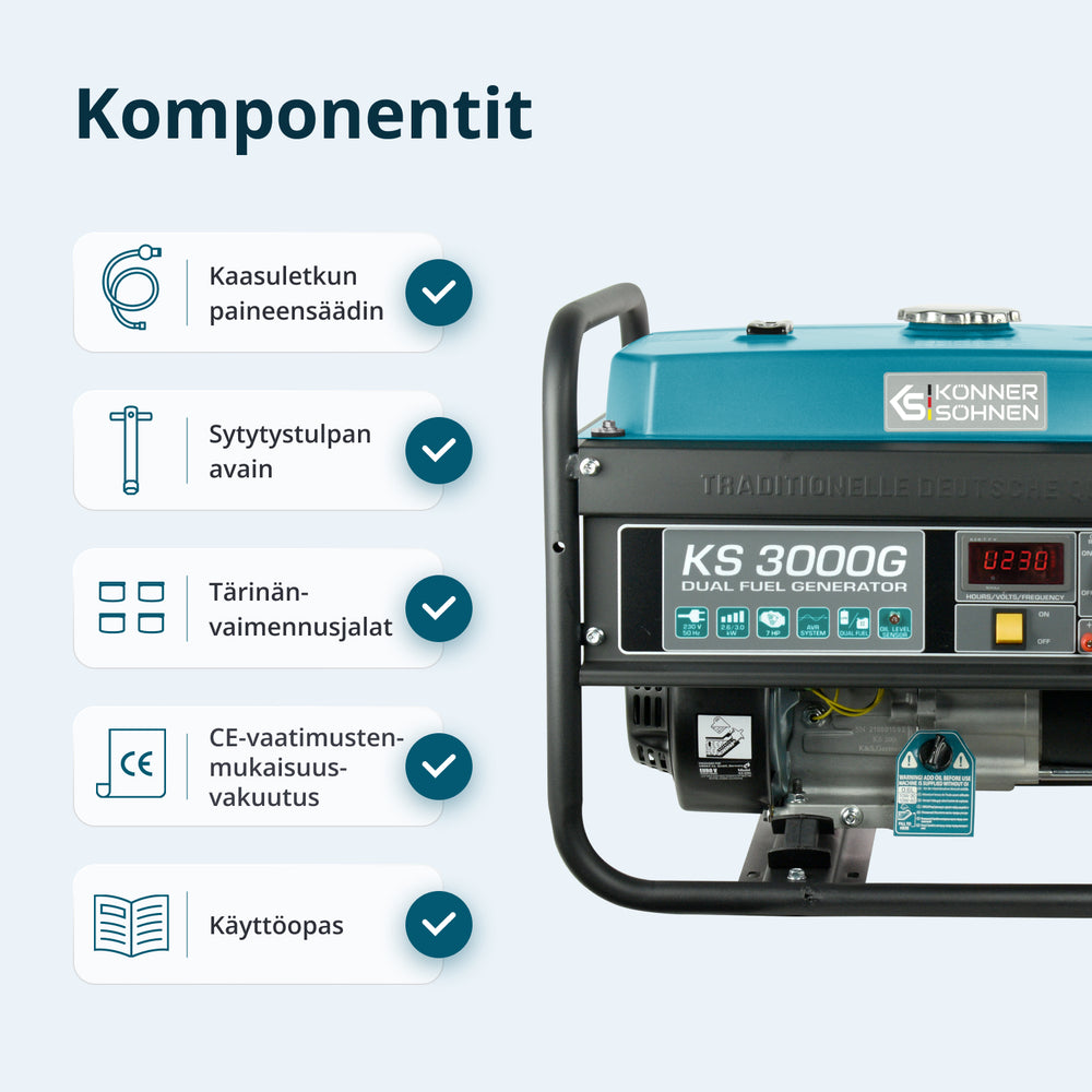 LPG/Bensiinigeneraattori 'Könner & Söhnen' KS 3000G