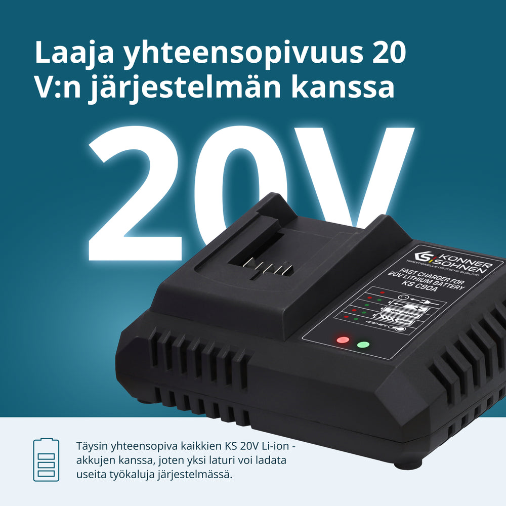 Pikalaturi 20V litiumakulle KS C90A