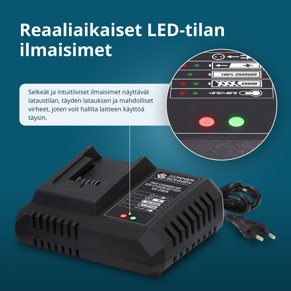 Pikalaturi 20V litiumakulle KS C90A