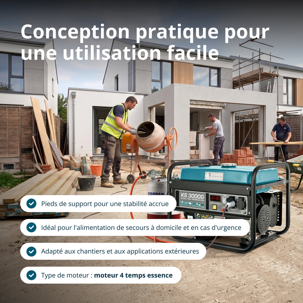 Groupe électrogène à essence/gaz "Könner & Söhnen" KS 3000G (Reconditionné Excellent)