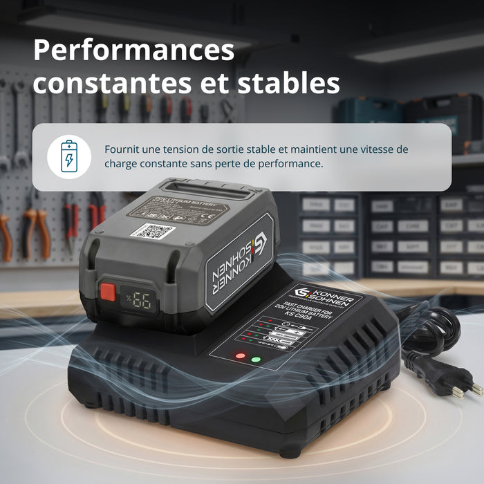 Chargeur rapide pour batterie lithium-ion 20 V KS C90A
