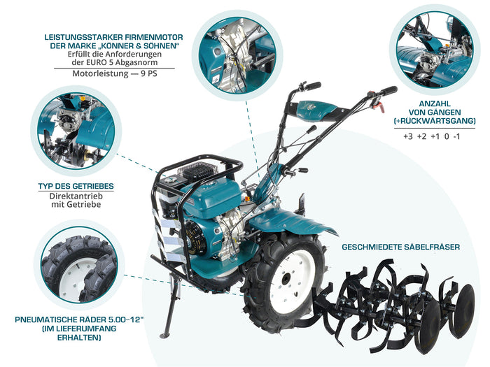 Benzindrevet fræser KS 9HP-1350G-3 (500)