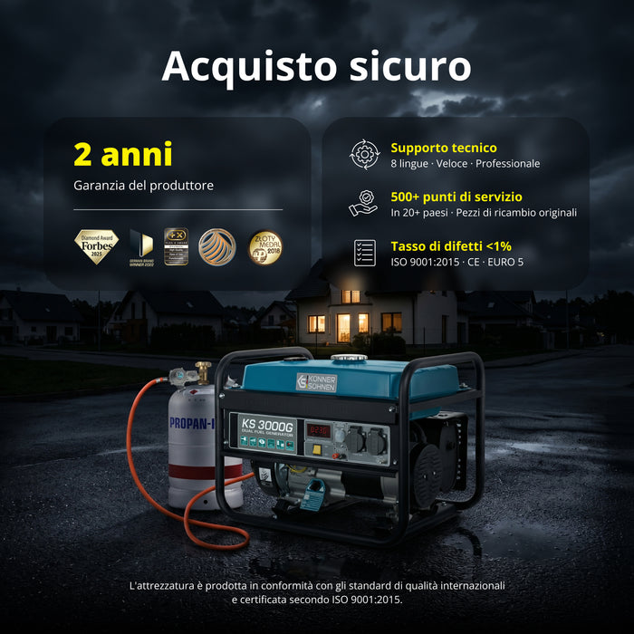Generatore a gas/LPG "Könner & Söhnen" KS 3000G (Ricondizionato Eccellente)