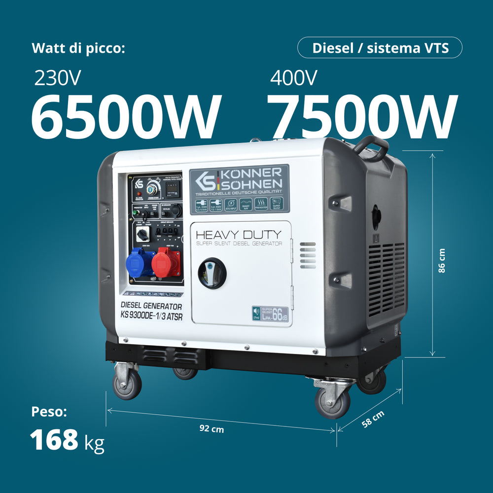 Generatore diesel "Könner & Söhnen" KS 9300DE-1/3 ATSR (EURO V)
