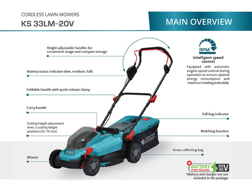 Akumulátorová sekačka na trávu KS 33LM-20V
