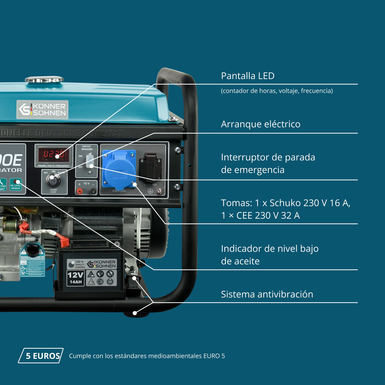 Generador de gasolina "Könner & Söhnen" KS 10000E