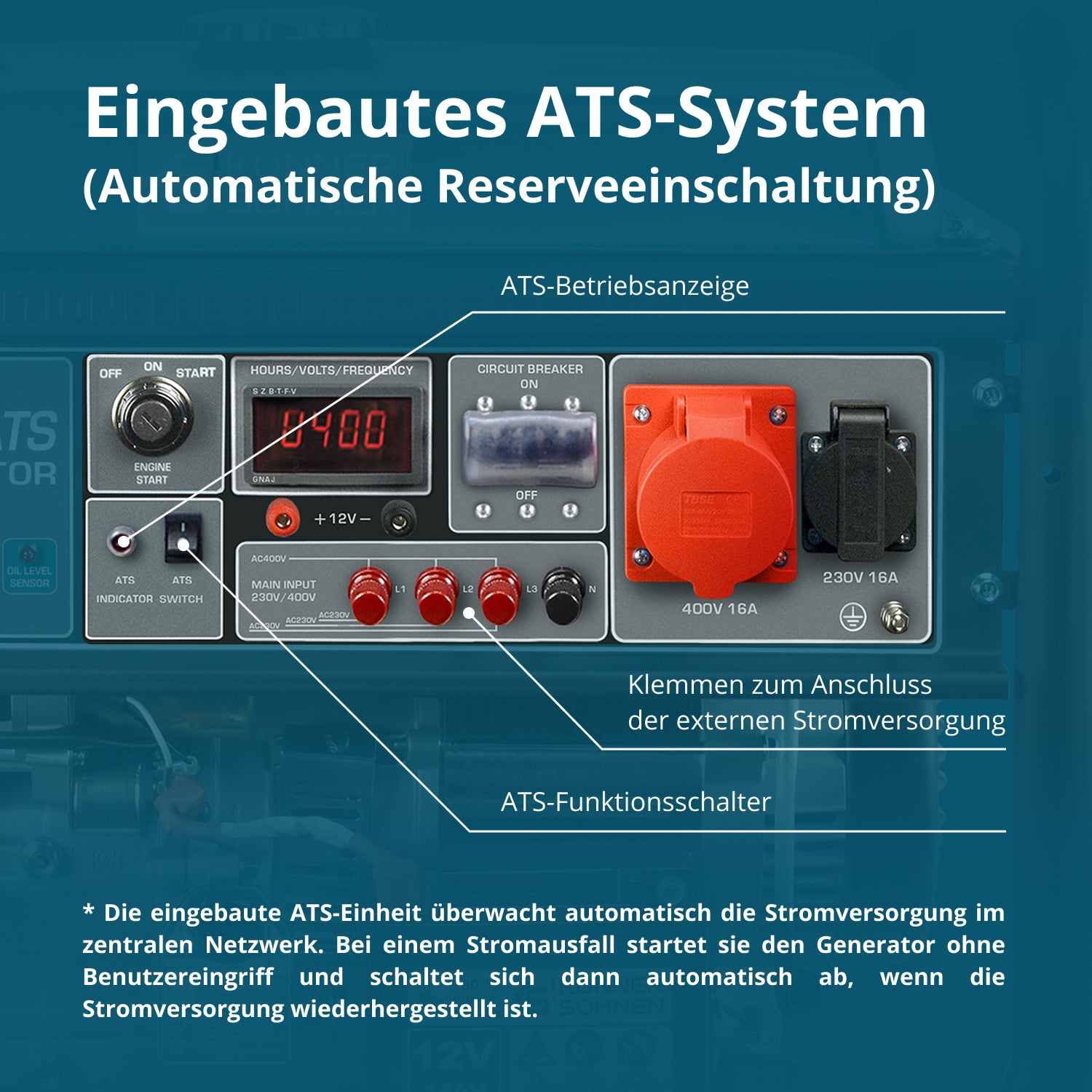 Benzingenerátor „Könner & Söhnen” KS 10000E-3 ATS