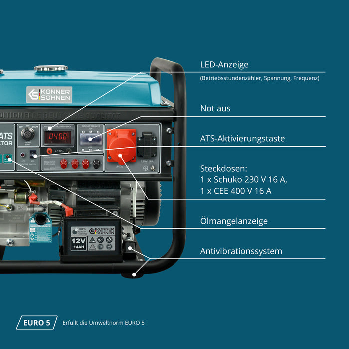 Gerador a gasolina "Könner & Söhnen" KS 10000E-3 ATS
