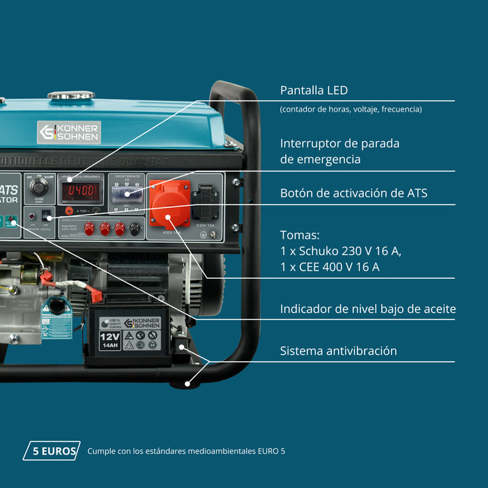Generador de gasolina "Könner & Söhnen" KS 10000E-3 ATS