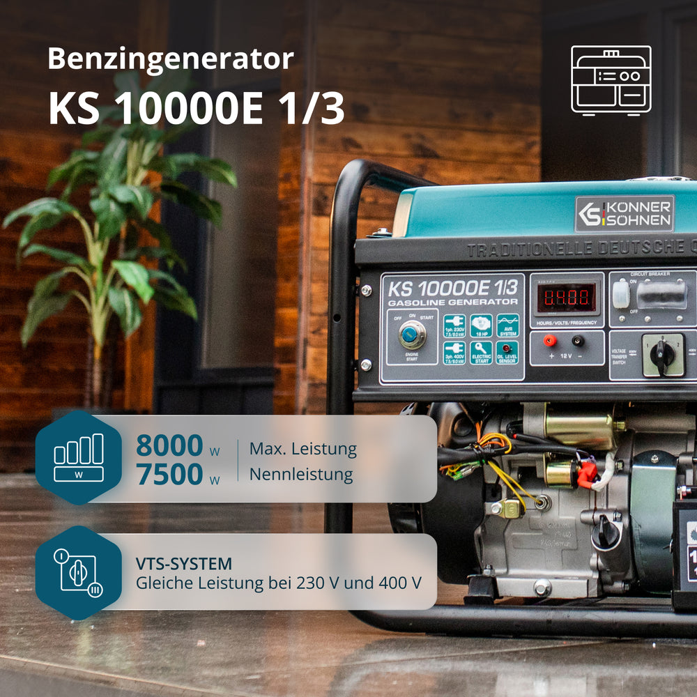 Bensiinikäyttöinen generaattori 'Könner & Söhnen' KS 10000E 1/3