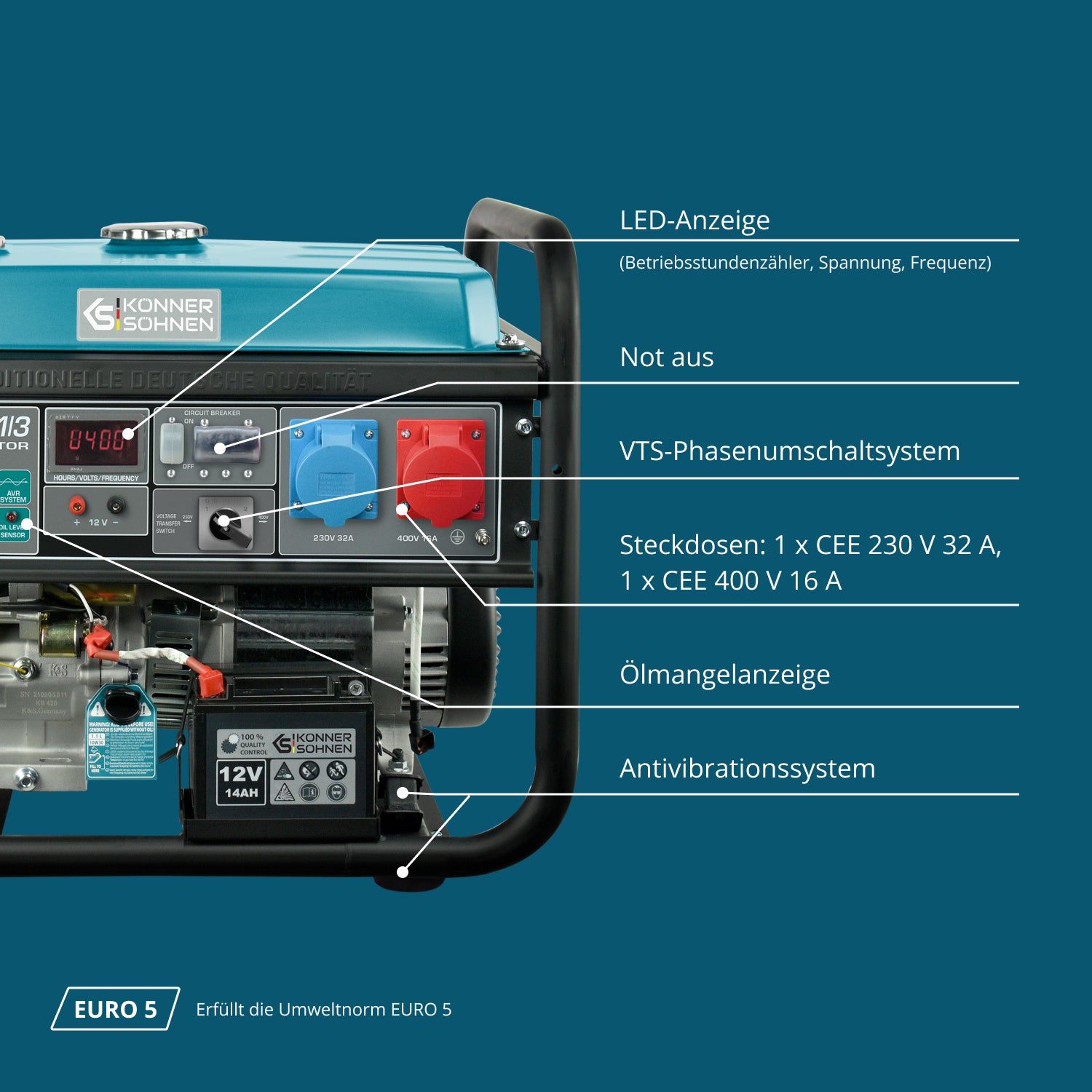 Benzingenerátor „Könner & Söhnen” KS 10000E 1/3