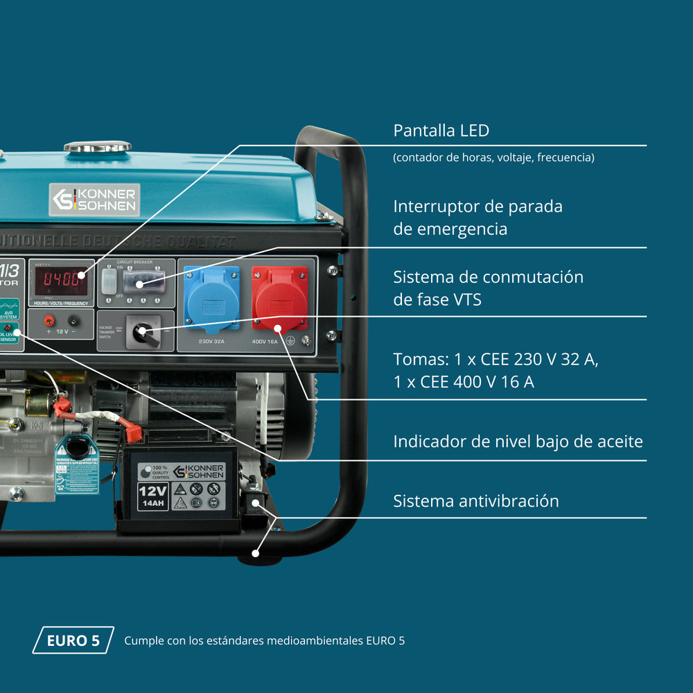 Generador de gasolina "Könner & Söhnen" KS 10000E 1/3