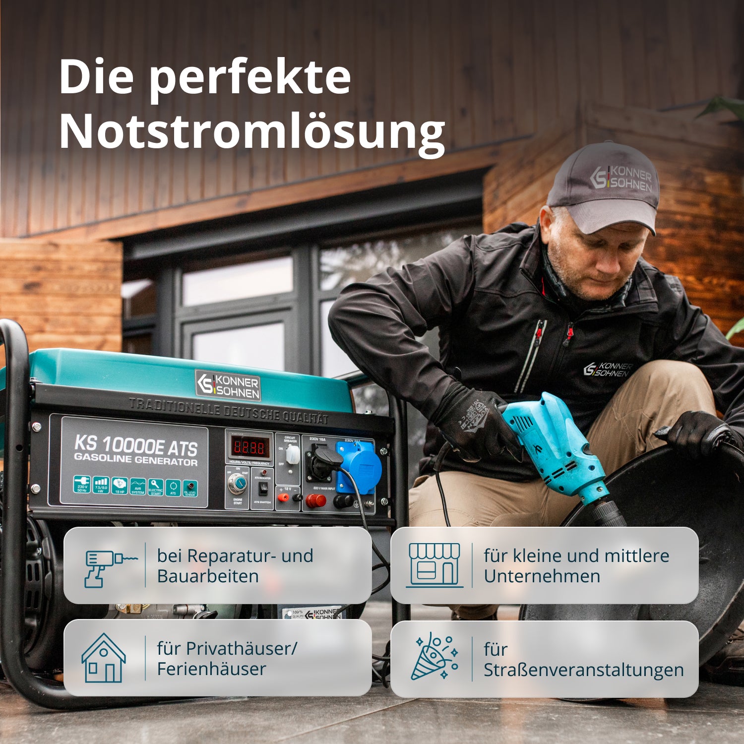 Benzingenerátor „Könner & Söhnen” KS 10000E ATS