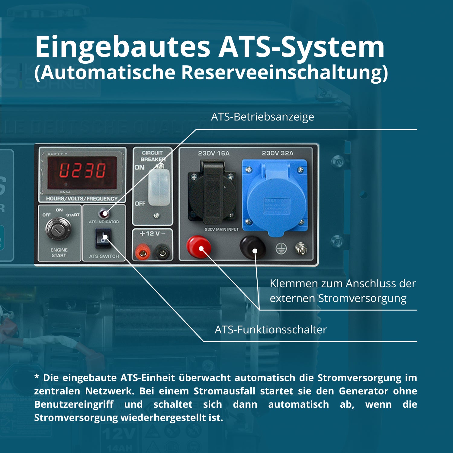 Benzingenerátor „Könner & Söhnen” KS 10000E ATS