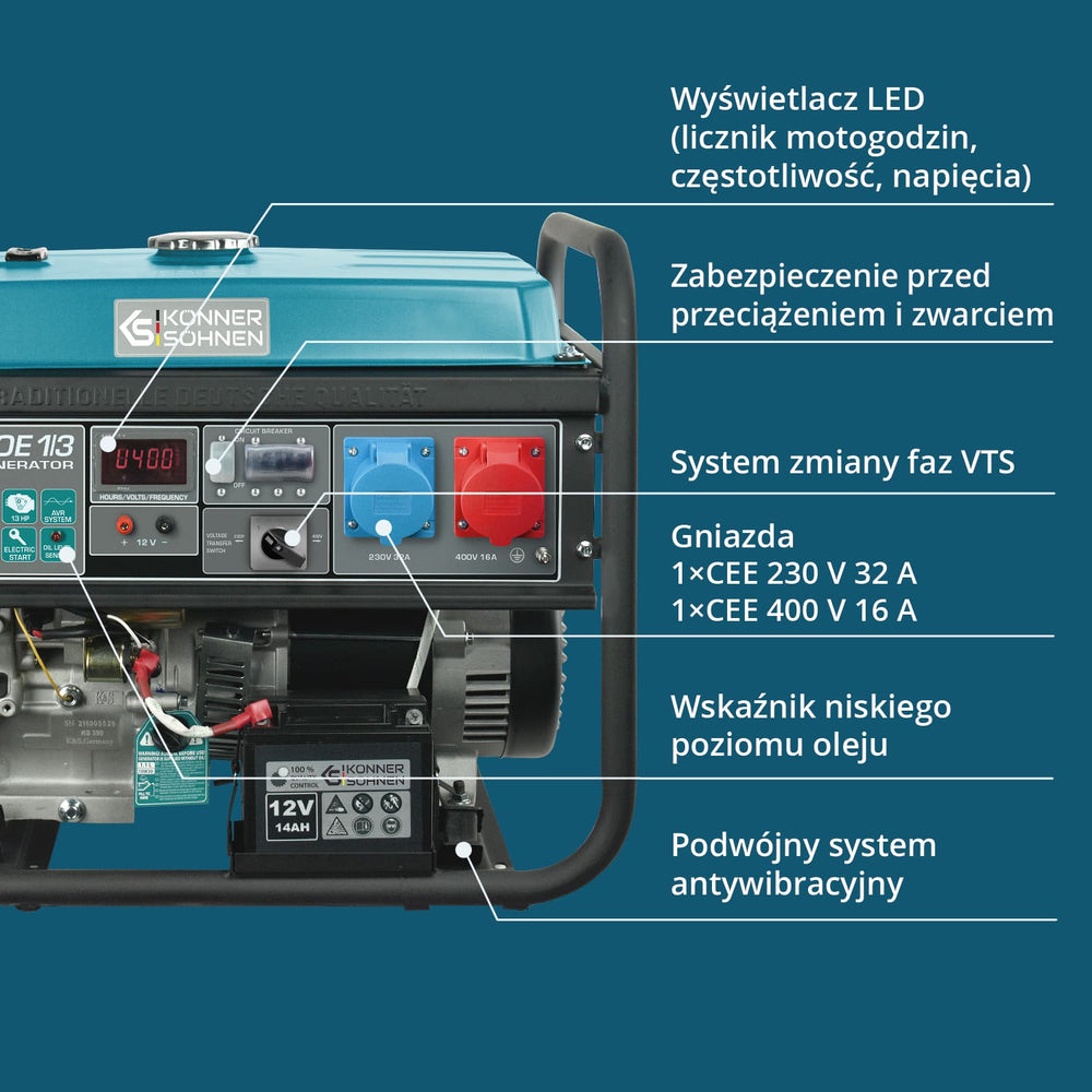 Generator benzynowy „Könner & Söhnen” KS 7000E 1/3