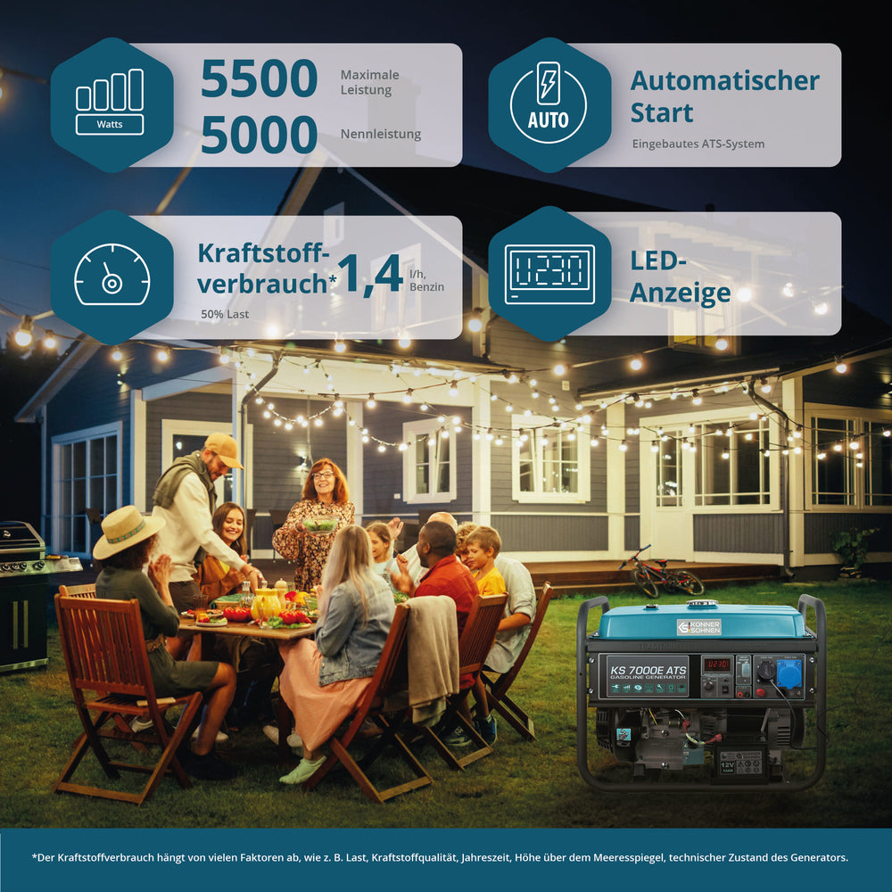 Benzinmotoros generátor „Könner & Söhnen” KS 7000E ATS