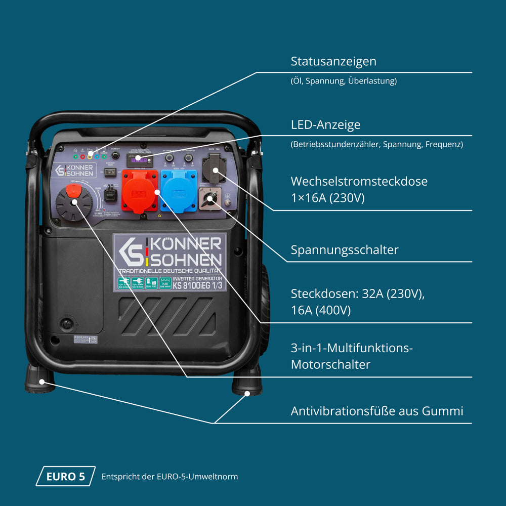 LPG/bensin invertergenerator KS 8100iEG 1/3
