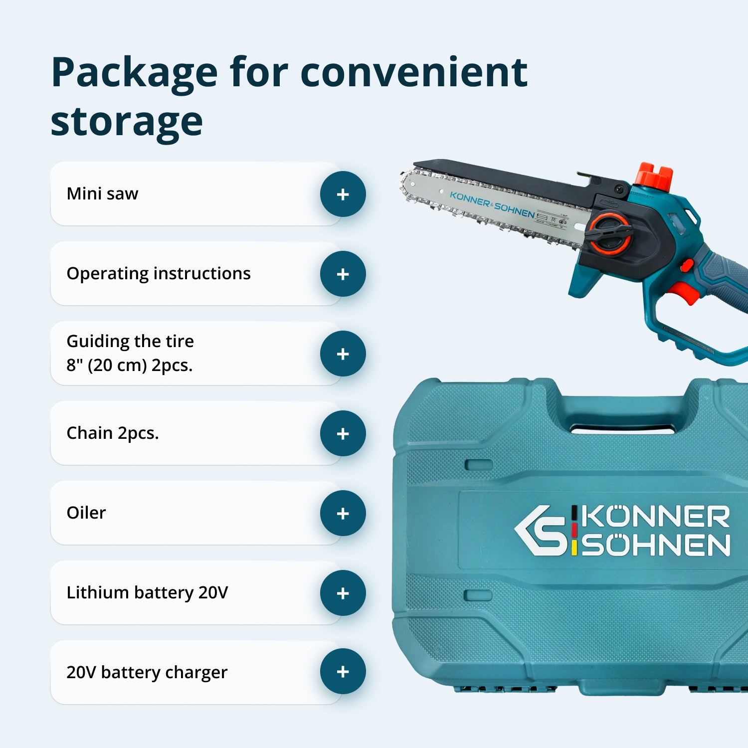 Cordless Mini Chainsaw KS MCS20V-8 Case
