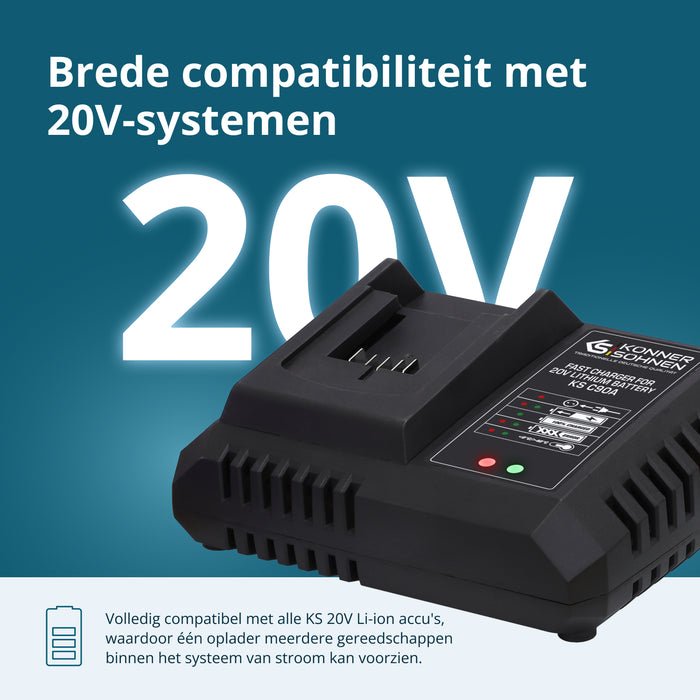 Snellader voor 20V lithiumbatterij KS C90A