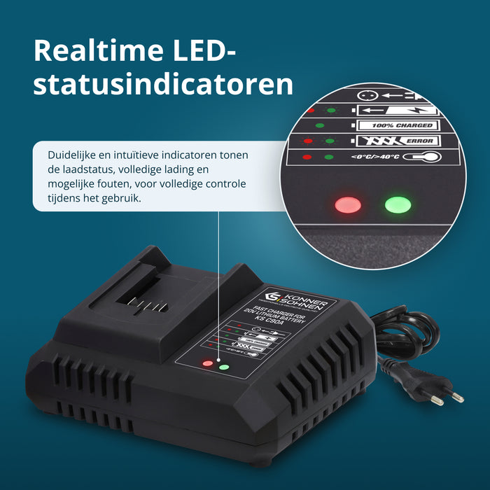 Snellader voor 20V lithiumbatterij KS C90A