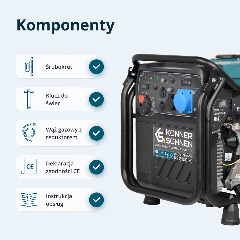 Inwerterowy generator LPG/benzyna KS 8100iEG (Odnowiony – Stan dobry)